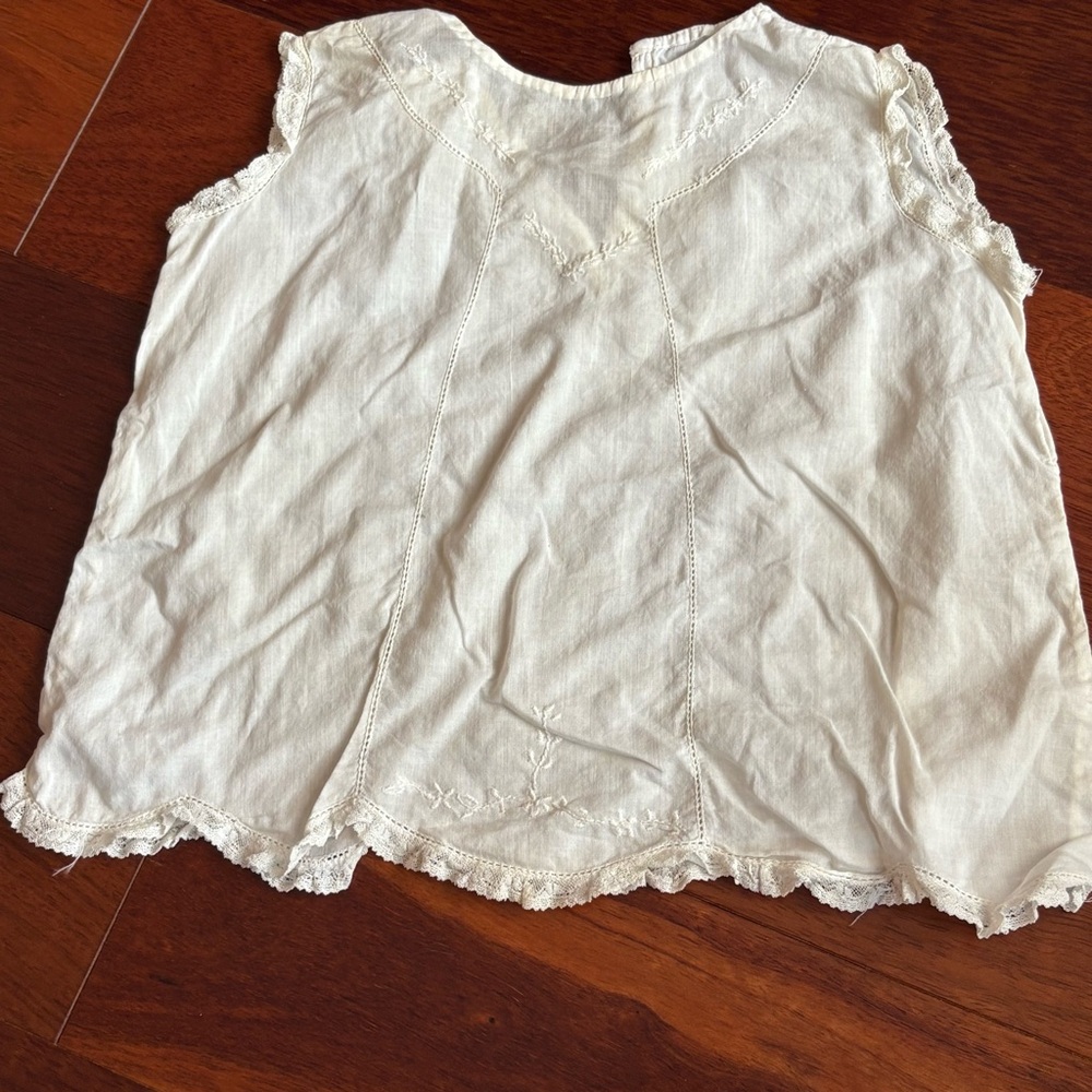 Vintage Cream Lace Trim Blouse Girls